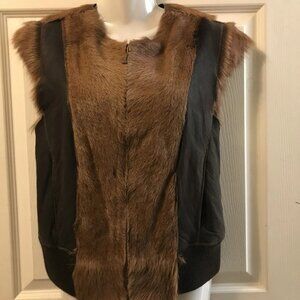 ICEBERG BRAND AFRICAN SPRINGBOK BROWN HAIR FUR LEATHER VEST SIZE SMALL